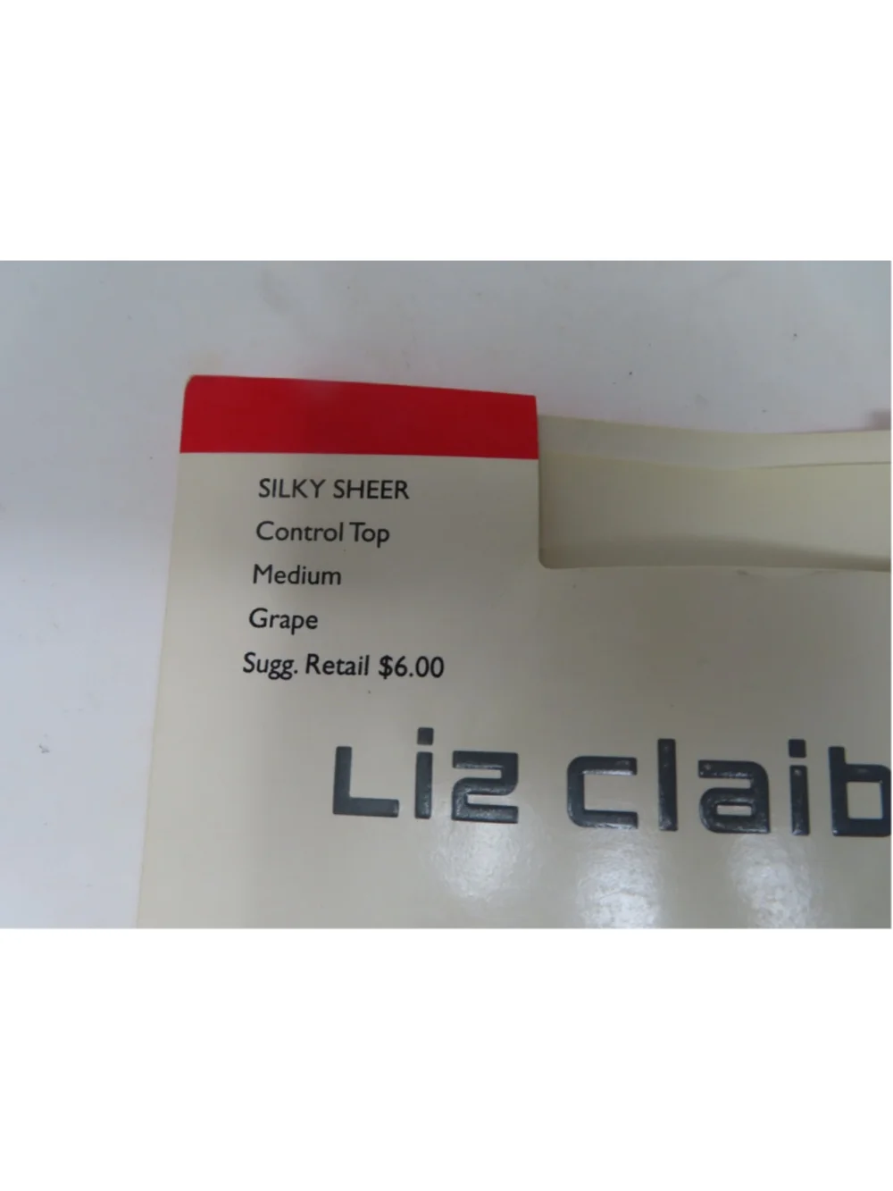 VTG LIZ CLAIBORNE Pantyhose Silky Sheer Control Top Size M Grape Unopened
